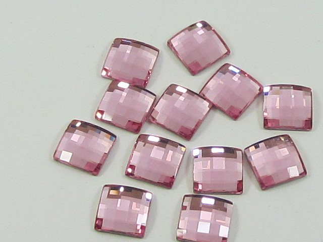 12 Pcs CHESSBOARD 8mm LIGHT ROSE SQUARE FLATBACK European Rhinestones